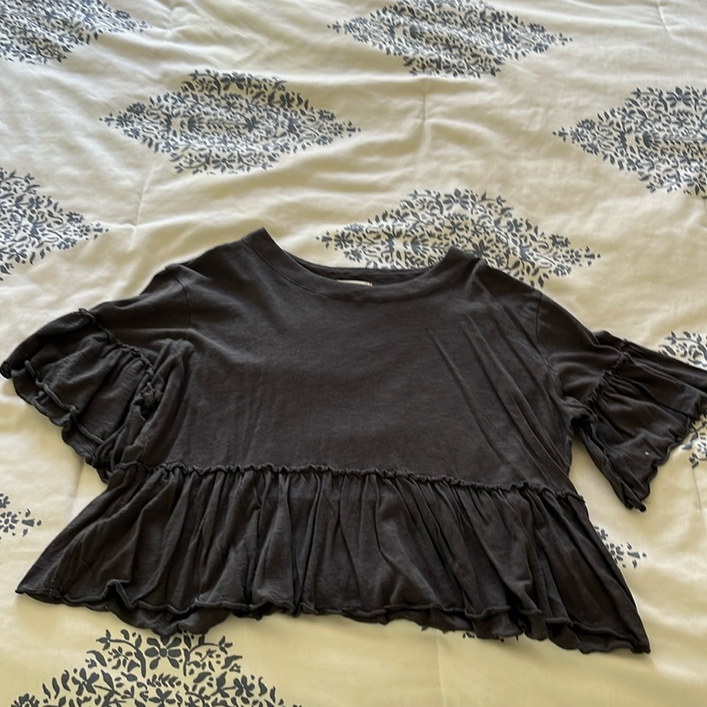 Alterd State ruffle sleeve black top